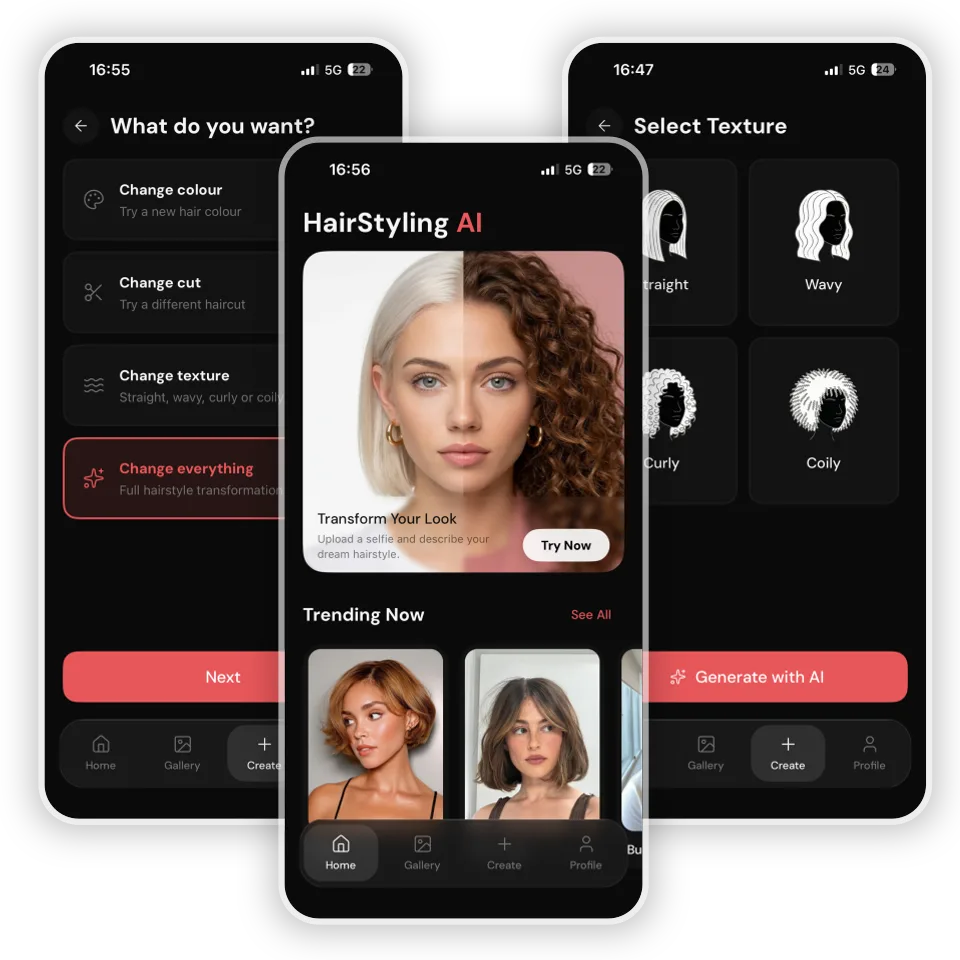 Hair Styling AI App Preview